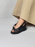کفش تابستانی زنانه گره ای هشت سانت چرم